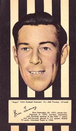 1953 Argus Football Portraits #14 Bill Twomey Front